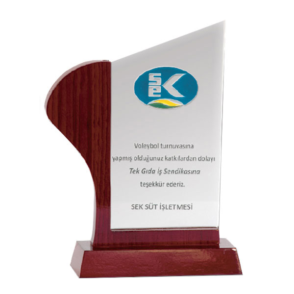 Ahşap Aksamlı Kristal Plaket  KRL 39